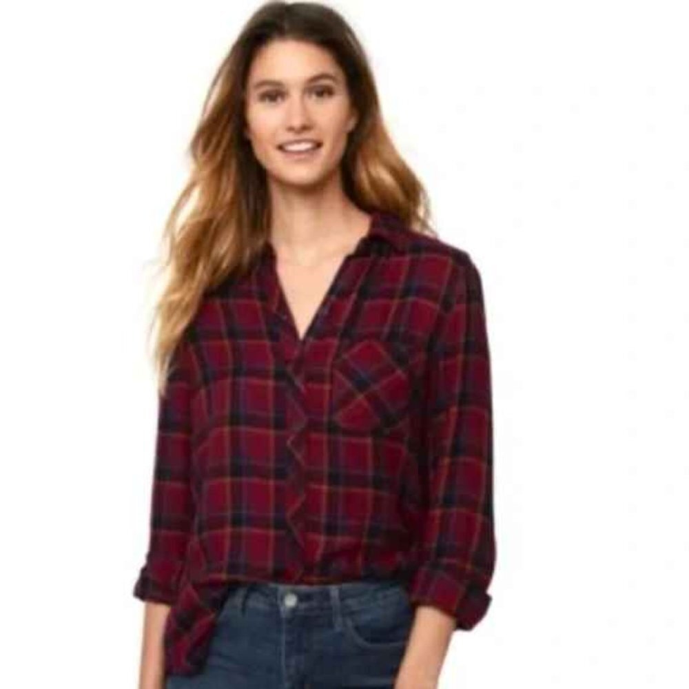 Beach Lunch Lounge Collection Plaid Flannel Charley Size Small Button Down Shirt